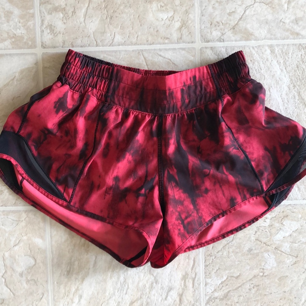Lululemon game day hotty hot shorts, red and black, rare color and low rise